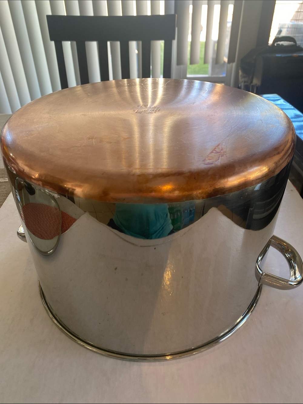 Vintage Revere Ware 16 Qt Stainless Steel Stock Pot with Copper Bottom